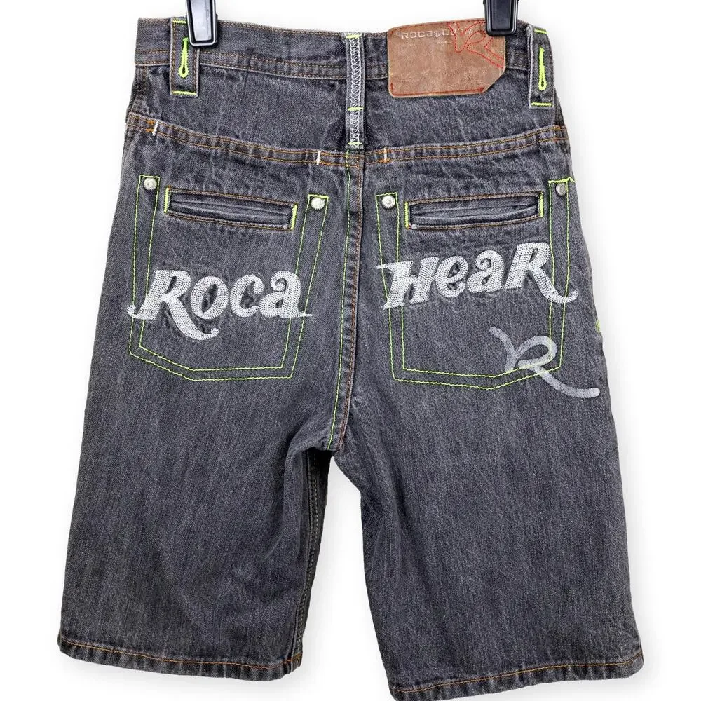 Rocawear Stonewash Gray Shorts Embroidered Girls 7